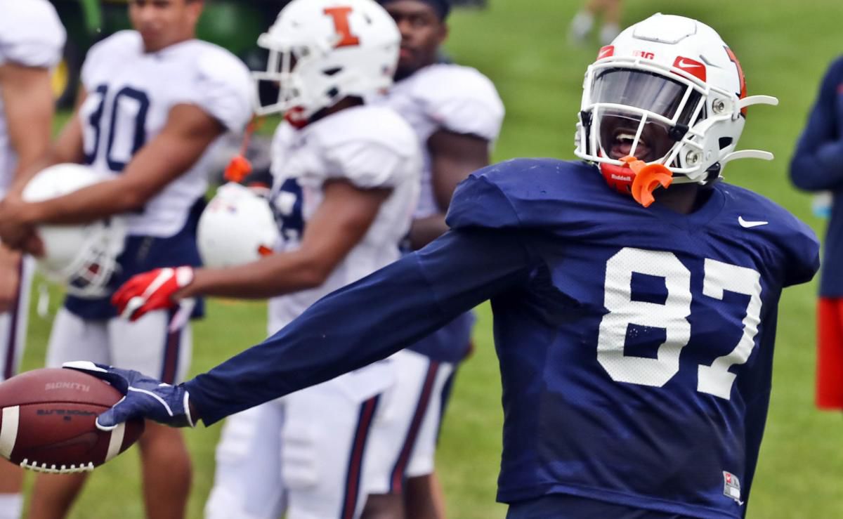 August 13, 2019: Daniel Barker is back and thriving on the Illinois football team, while having fun